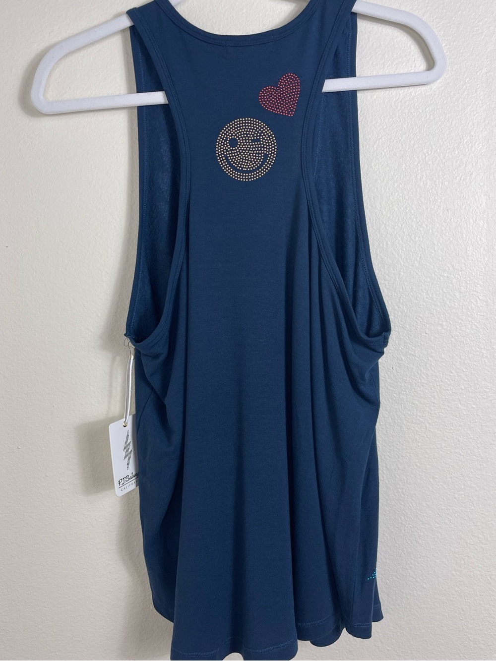 PJ Salvage Navy Blue Stoney State of Mind Graphic Racerback Tank Top Size L NWT